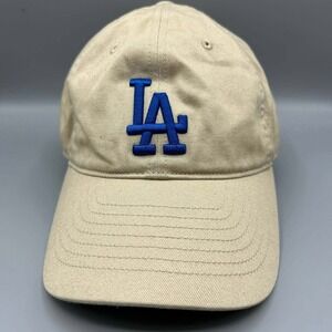 Los Angeles LA Dodgers Hat Men Beige Embroidered MLB Strap Back Cap